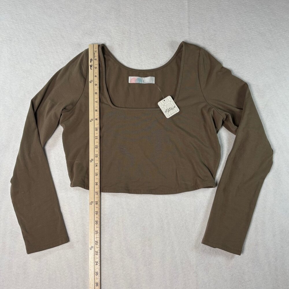 Free People Beach Easy To Love Crop Top in Brown Womens Size XL - Picture 5 of 8